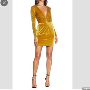 Cosmopolitan dress the population gold velvet dress